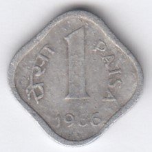 RID008D ~ 1 PAISA ~ 1966 ~ ALUMINIUM ~ DEFINITIVE COIN ~ KOLKATA MINT