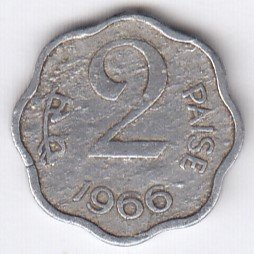 RID009C ~ 2 PAISE ~ 1966 ~ ALUMINIUM ~ DEFINITIVE COIN ~ KOLKATA MINT