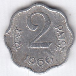 RID009C ~ 2 PAISE ~ 1966 ~ ALUMINIUM ~ DEFINITIVE COIN ~ KOLKATA MINT