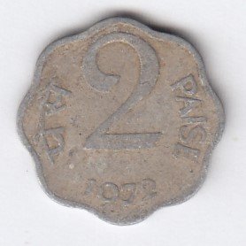 RID009C ~ 2 PAISE ~ 1972 ~ ALUMINIUM ~ DEFINITIVE COIN ~ KOLKATA MINT