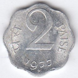 RID009C ~ 2 PAISE ~ 1977 ~ ALUMINIUM ~ DEFINITIVE COIN ~ HYDERABAD MINT