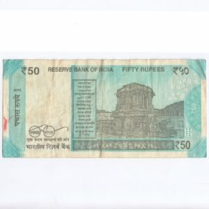 F-083~ 50 RUPEES NOTE ~ URJIT R PATEL ~ HAMPI TEMPLE ~ 2018 ~ INSET "R" ~ PREFIX "GR" DATE - 2nd JANUARY 2018 - Image 2