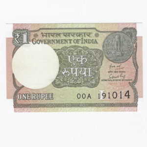 A-63 ~ 1 RUPEE NOTE ~ SUBHASH GARG ~ 2018 ~ Inset “L” ~ Rare Prefix "A" ~ DATE : 19th OCTOBER 14