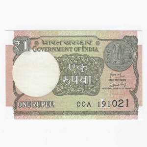 A-63 ~ 1 RUPEE NOTE ~ SUBHASH GARG ~ 2018 ~ Inset “L” ~ Rare Prefix "00A" ~ DATE : 19th OCTOBER 21