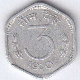 RID010 ~ 3 PAISE ~ 1970 ~ ALUMINIUM ~ DEFINITIVE COIN ~ KOLKATA MINT