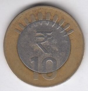 RID019C ~ 10 RUPEES ~ 2012 ~ Bi-METAL ~ 10 RAYS ~ DEFINITIVE COIN ~ MUMBAI MINT