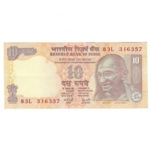 D-060 ~ 10 RUPEES NOTE ~ Y V REDDY ~ GANDHI SERIES ~ 2003 ~ INSET "PLAIN" ~ PREFIX "L"