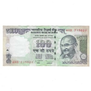 G-079 ~ 100 RUPEES NOTE ~ D SUBBARAO ~ HIMALAYA SERIES ~ 2012 ~ INSET "PLAIN" ~ PREFIX "HD"