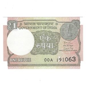 A-63 ~ 1 RUPEE NOTE ~ SUBHASH GARG ~ 2018 ~ INSET "L" ~ PREFIX "00A" ~ DATE 19th OCTOBER 63