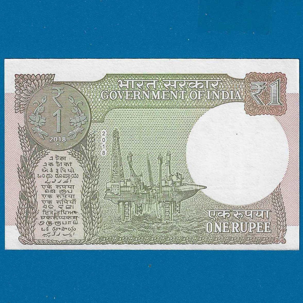 A-63 ~ 1 RUPEE NOTE ~ SUBHASH GARG ~ 2018 ~ INSET "L" ~ PREFIX "B" ~ DATE 26th JANUARY 50 - Image 2