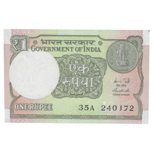A-60 ~ 1 RUPEE NOTE ~ R MEHRISHI ~ 2015 ~ INSET "L" ~ PREFIX "A" ~  DATE : 24th JANUARY 72