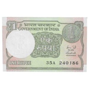 A-60 ~ 1 RUPEE NOTE ~ R MEHRISHI ~ 2015 ~ INSET "L" ~ PREFIX "A" ~  DATE : 24th JANUARY 86