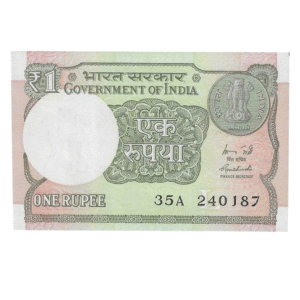A-60 ~ 1 RUPEE NOTE ~ R MEHRISHI ~ 2015 ~ INSET "L" ~ PREFIX "A" ~  DATE : 24th JANUARY 87