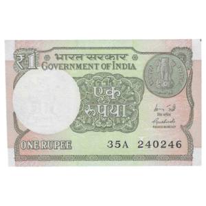 A-60 ~ 1 RUPEE NOTE ~ R MEHRISHI ~ 2015 ~ INSET "L" ~ PREFIX "A" ~  DATE : 24th FEBRUARY 46