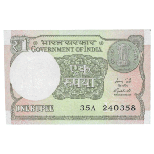 A-60 ~ 1 RUPEE NOTE ~ R MEHRISHI ~ 2015 ~ INSET "L" ~ PREFIX "A" ~  DATE : 24th MARCH 58