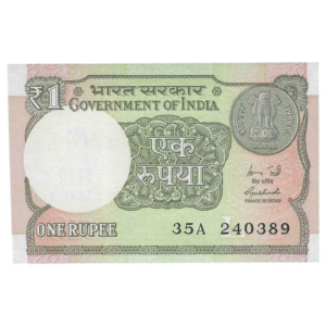 A-60 ~ 1 RUPEE NOTE ~ R MEHRISHI ~ 2015 ~ INSET "L" ~ PREFIX "A" ~  DATE : 24th MARCH 89
