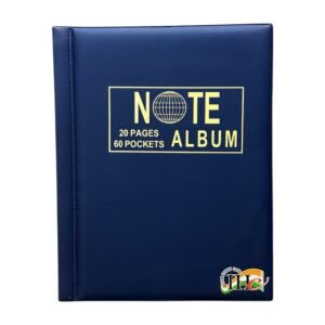 HIGH QUALITY NOTE ALBUM ~ 20 PAGES 60 POCKETS ~ BLUE