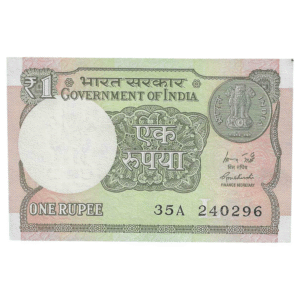 A-60 ~ 1 RUPEE NOTE ~ R MEHRISHI ~ 2015 ~ INSET "L" ~ PREFIX "A" ~ DATE : 24th FEBRUARY 96