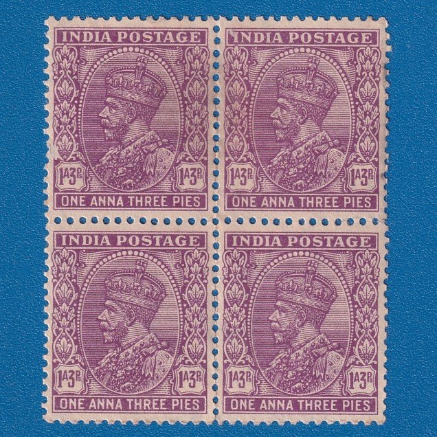 POSTAGE STAMP ~ BHARAT ( BRITISH INDIA ) ~ 1932 ~ 1 ANNA 3 PIES ~ KING GEORGE V ~ RARE