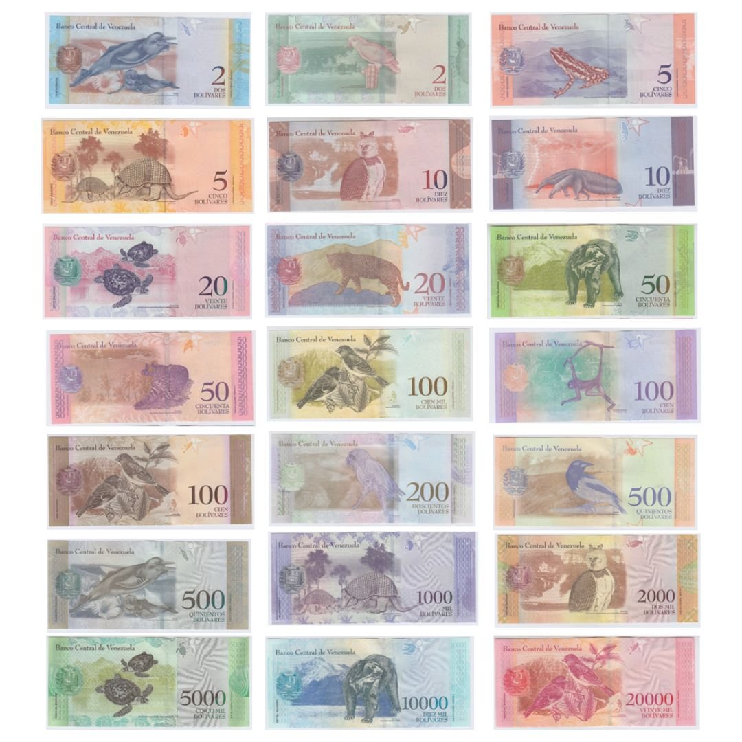 FCNS ~ VENEZUELA FORIEGN NOTES SET ~ FLORA AND FAUNA SET ~ VENEZUELAN BOLIVAR 2 VES TO 20000 VES - Image 2