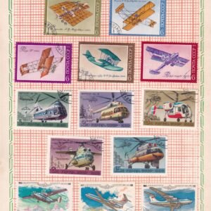 POSTAGE STAMP SET ~ U S S R ~ RARE VINTAGE ALBUM PAGE ~ TRANSPORT AND COMMUNICATION ~ YEAR 1974 - 1979 - 1980