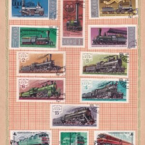POSTAGE STAMP SET ~ U S S R ~ RARE VINTAGE ALBUM PAGE ~ TRANSPORT AND COMMUNICATION ~ YEAR 1976 TO 1982