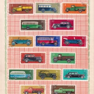 POSTAGE STAMP SET ~ U S S R ~ RARE VINTAGE ALBUM PAGE ~ TRANSPORT AND COMMUNICATION ~ YEAR 1973 TO 1976