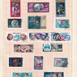 POSTAGE STAMP SET ~ U S S R ~ RARE VINTAGE ALBUM PAGE ~ COSMONAUTICS AND SPACE EXPLORATION ~ YEAR 1971 TO 1981